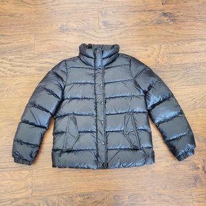 J. CREW Black Shiny Woman's Puffer Jacket -Size Medium